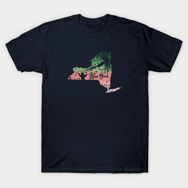 Vintage Big Fly Distressed Rainbow Trout Steelhead New York Fly Fishing T-Shirt by TeeCreations